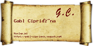 Gabl Cipriána névjegykártya